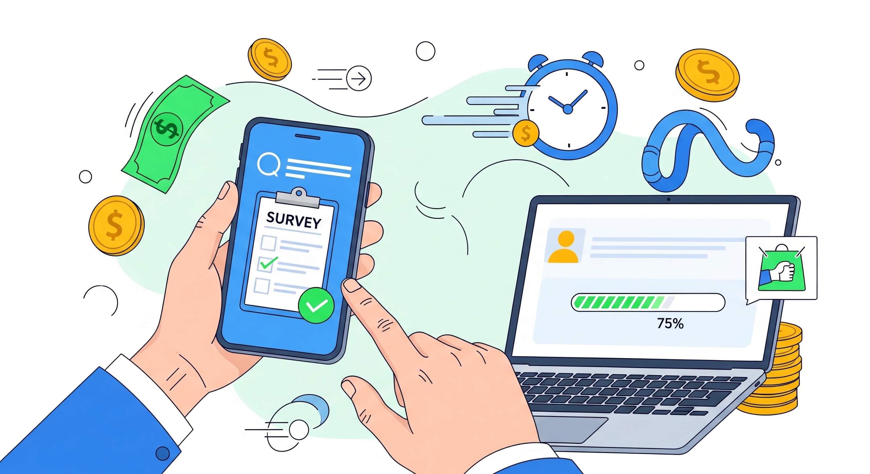 Illustration of mobile tasks and rewards