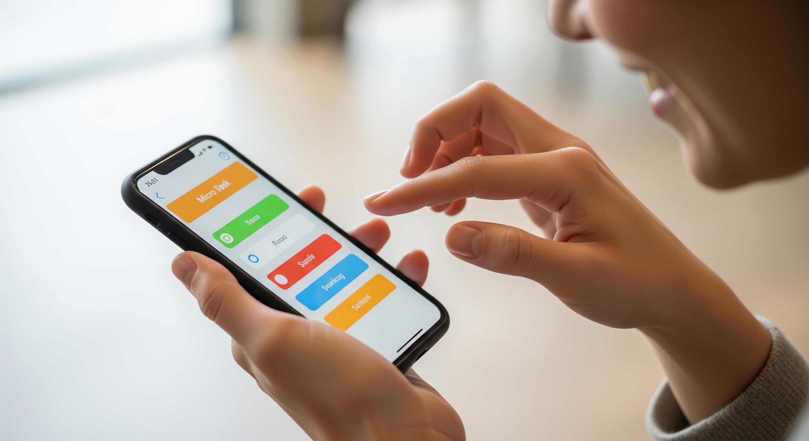 A person using an app on a smartphone