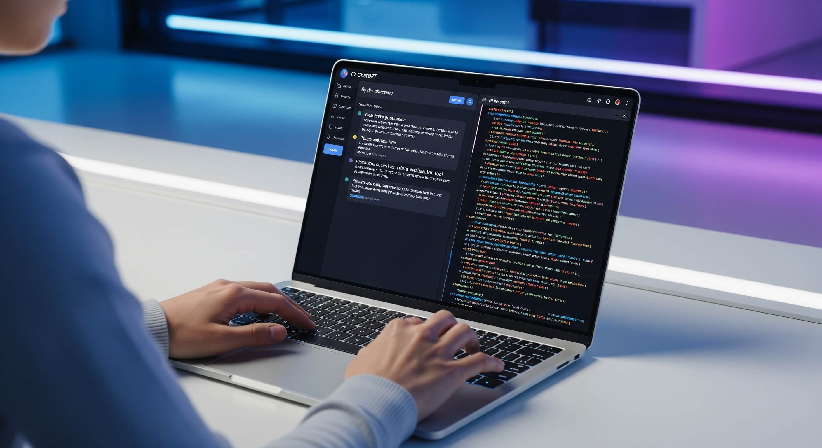A person working at a computer