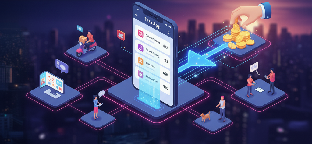 Illustration of people connected through online platforms