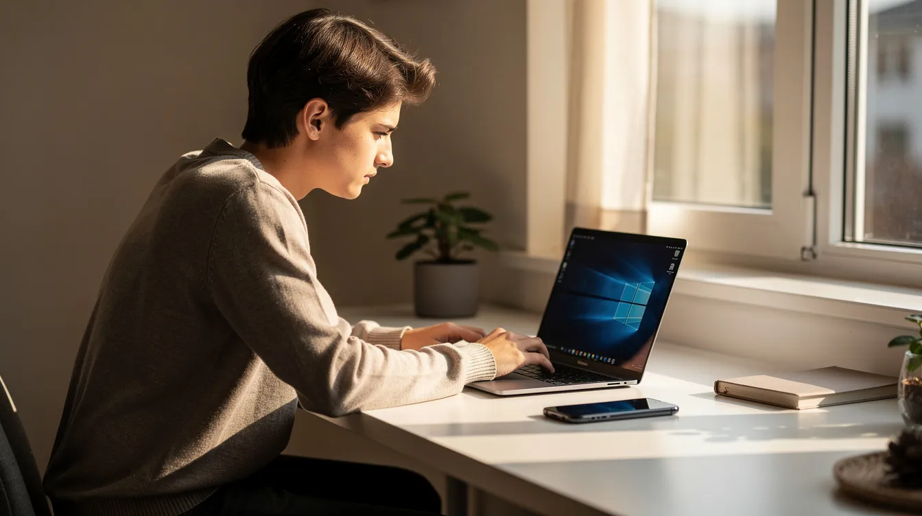 A person working at a computer